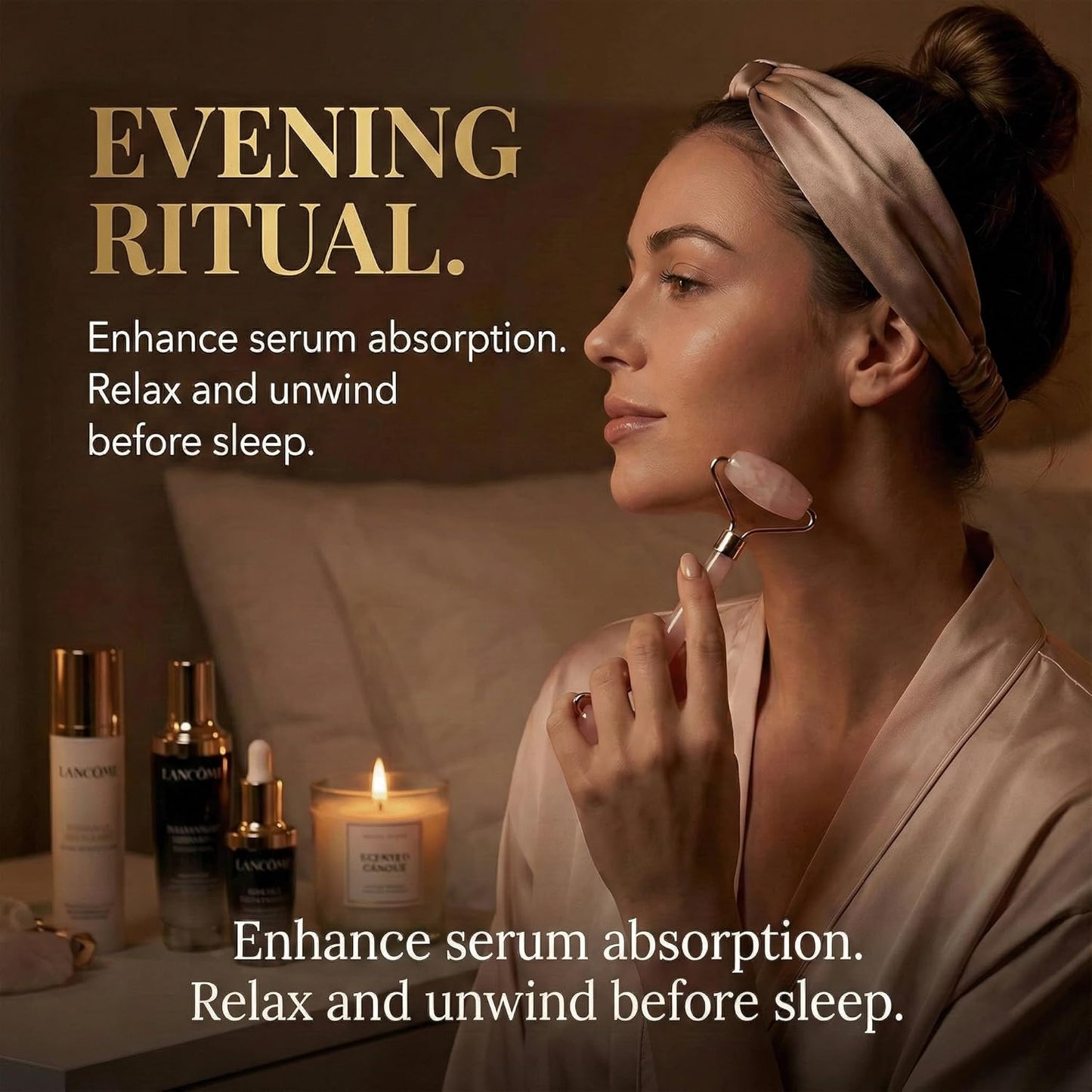 Glownova - Rodillo Facial De Cuarzo Rosa (Downsell)