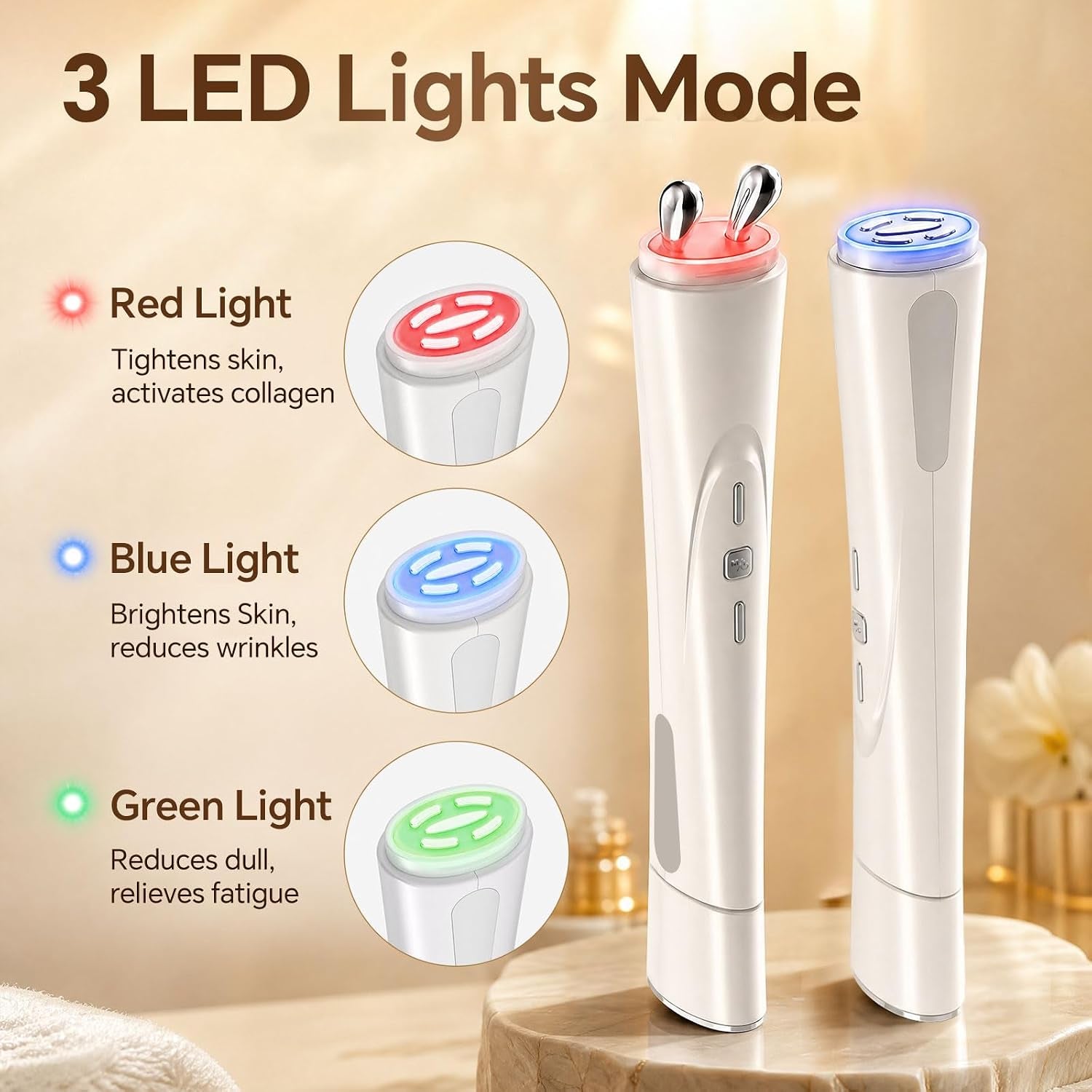 Glownova - Masajeador Facial 2 En 1 Con Luz Roja (Rostro + Ojos)