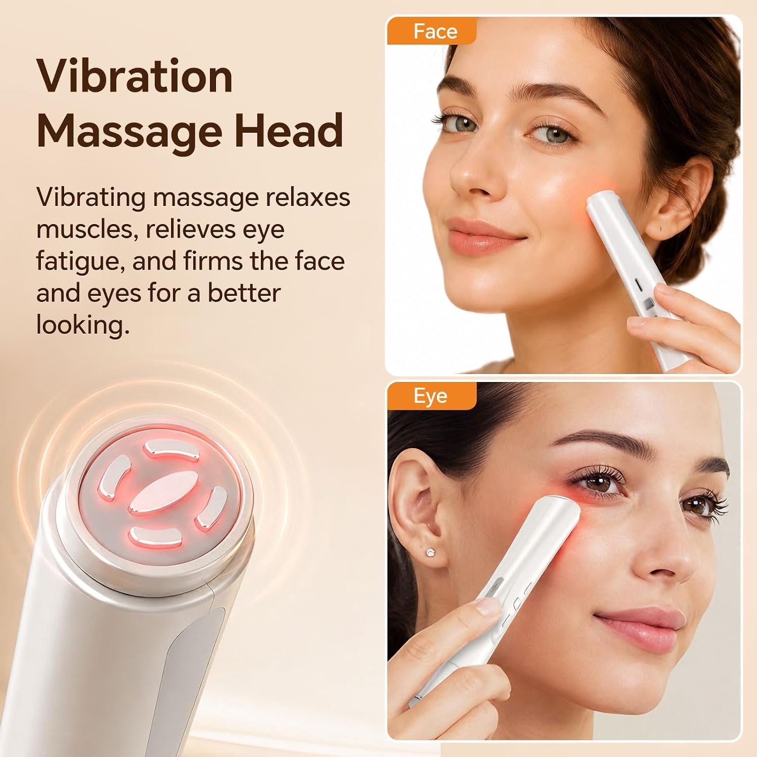 Glownova - Masajeador Facial 2 En 1 Con Luz Roja (Rostro + Ojos)