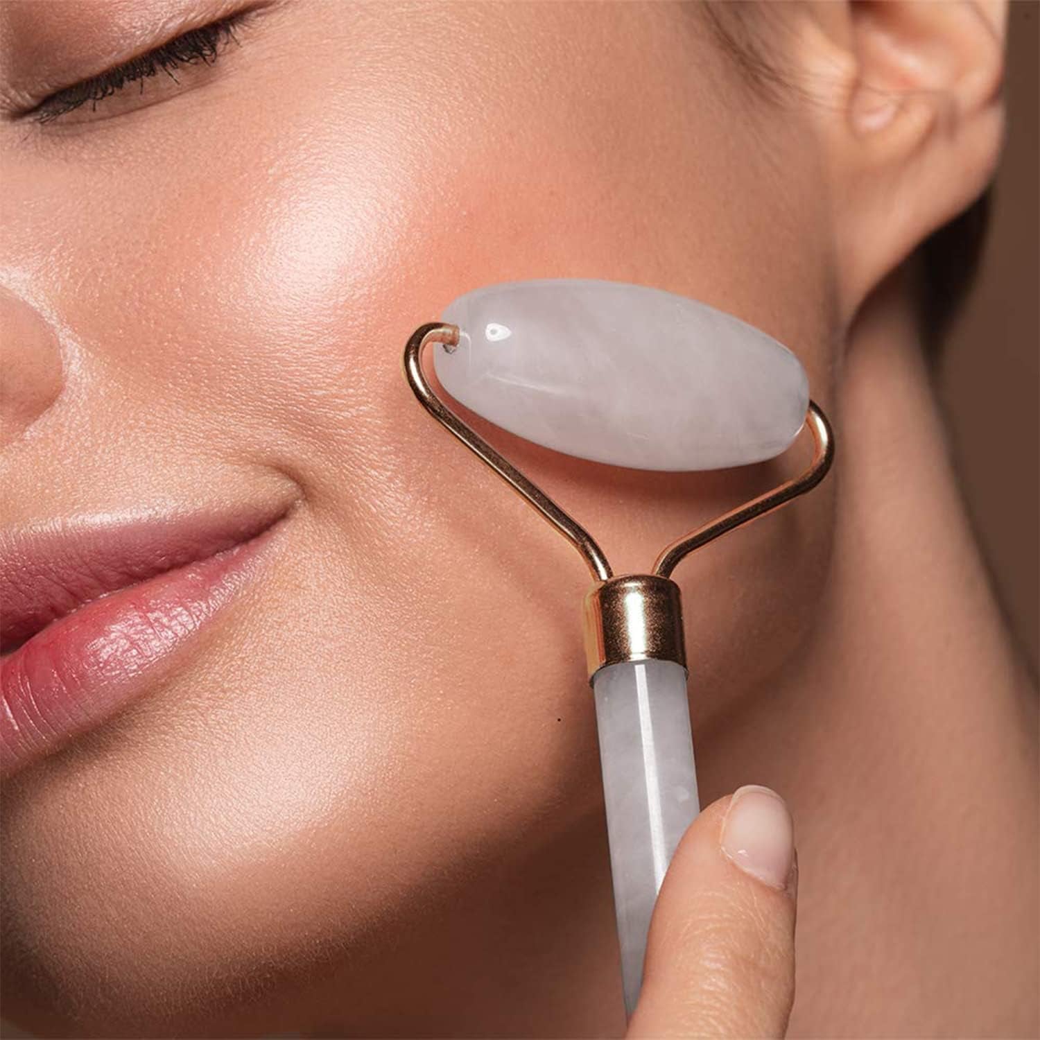 Glownova - Rodillo Facial De Cuarzo Rosa (Downsell)