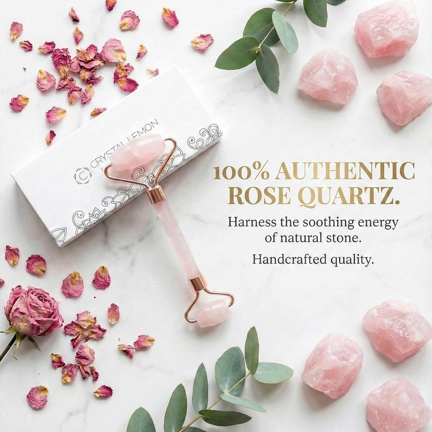Glownova - Rodillo Facial De Cuarzo Rosa (Downsell)