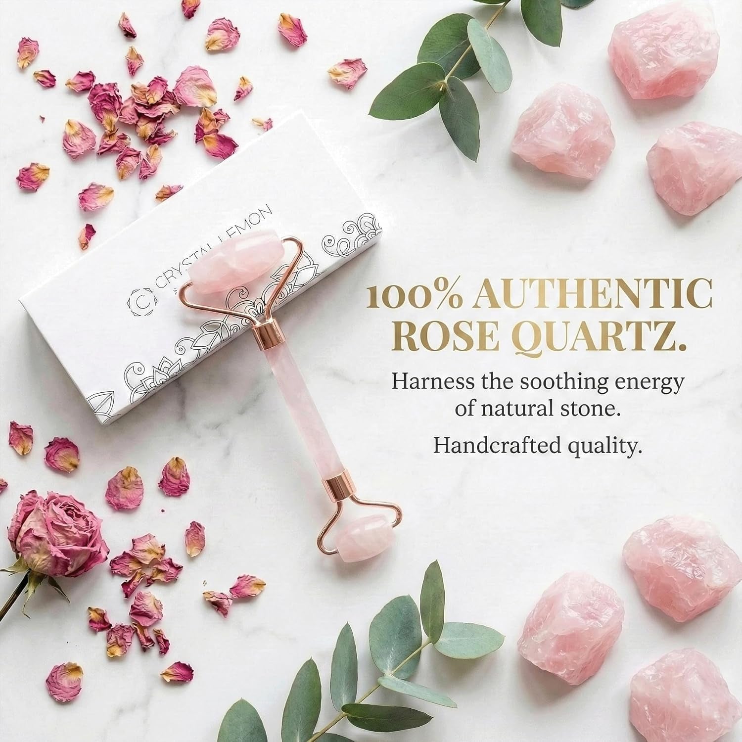 Glownova - Rodillo Facial De Cuarzo Rosa (Downsell)